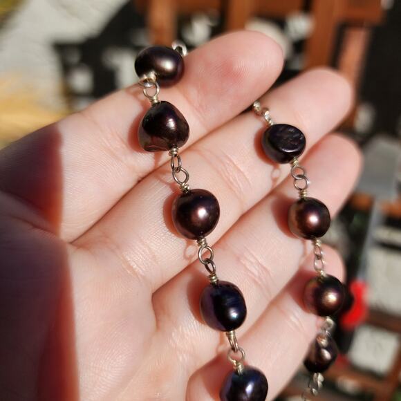 Silpada Freshwater Pearl Necklace N1183 Purple Black Iridescent Sterling Silver - Picture 7 of 10